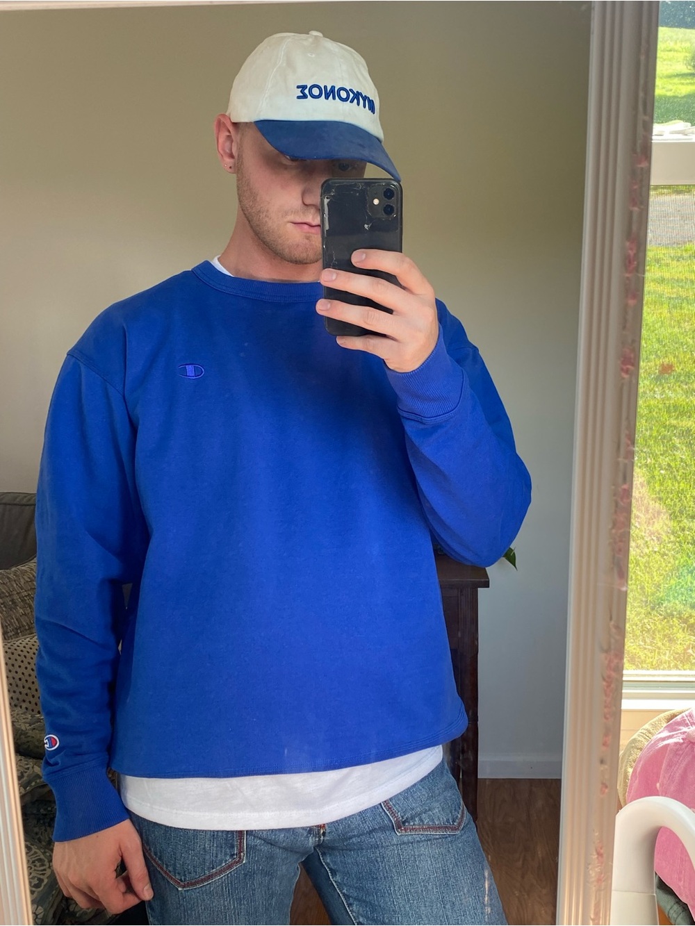 Champion Men's Crewneck Sweater in Royal Blue